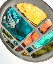 Charger l'image dans la galerie, Vitrail à la dalle de verre - CERCLE à CHEVRON BLEU