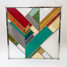 Load image into Gallery viewer, TURQUOISE large herringbone stained glass