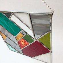 Load image into Gallery viewer, TURQUOISE square herringbone stained glass