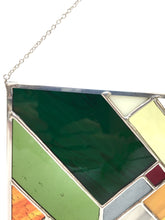 Load image into Gallery viewer, GREEN FOREST small square herringbone stained glass
