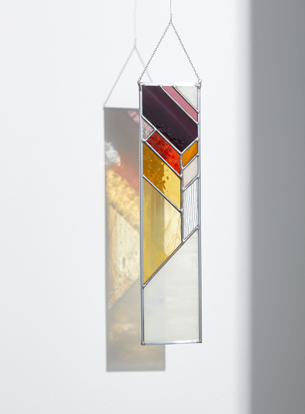 CRIMSON rectangular herringbone stained glass